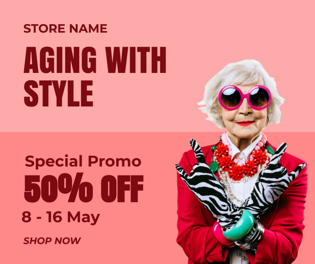 Stylish And Colorful Outfits For Seniors Sale Offer Facebook Design Template