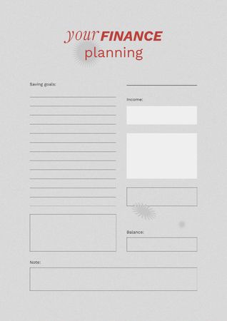 Personal Finance planning Schedule Planner Tasarım Şablonu