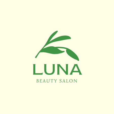 Emblem of Beauty Salon with Green Twig Logo 1080x1080px Design Template