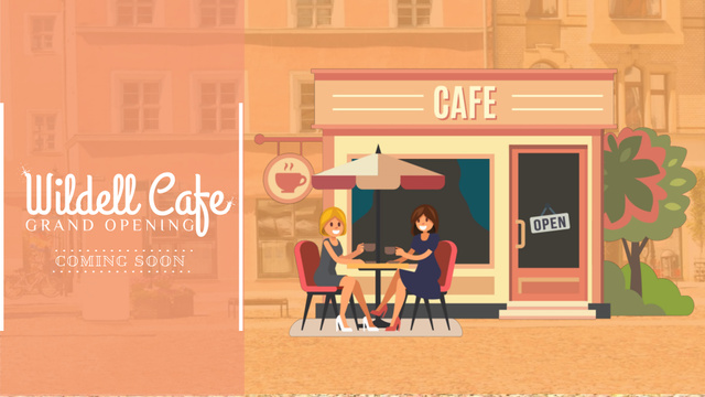 Cafe Invitation with Women Drinking Coffee Full HD video Design Template