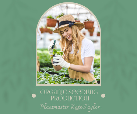 Modèle de visuel Girl Gardener in Greenhouse - Facebook