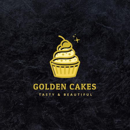 Platilla de diseño Delightful Bakery Ad with a Yummy Cupcake In Black Logo