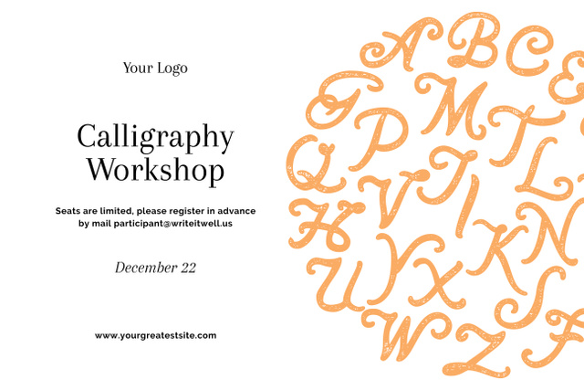 The Fine Art of Calligraphy Workshop Announcement Poster 24x36in Horizontal – шаблон для дизайну