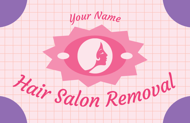 Epilation Salon Emblem in Pink Color Business Card 85x55mmデザインテンプレート
