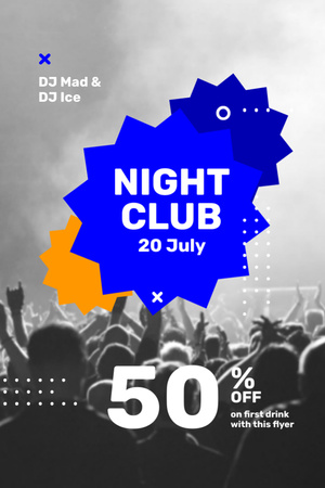 Amazing Night Club With Discount On Drinks Flyer 4x6in Design Template