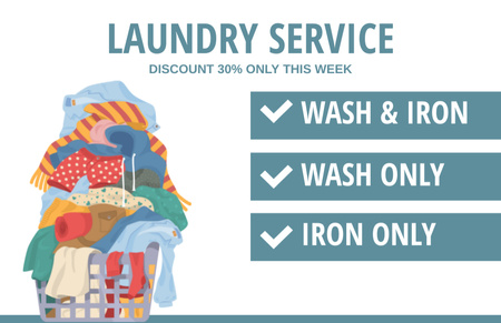 Platilla de diseño Offer Discounts on Laundry Service Business Card 85x55mm