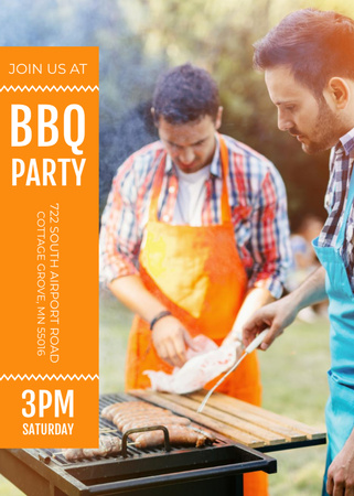 BBQ Party Grilled Chicken on Skewers Invitation Design Template