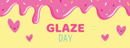 Glaze Day Announcement with Pink Hearts Facebook cover Modelo de Design