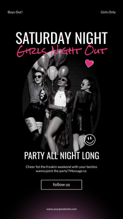 Saturday Party Night for Girl Instagram Story Design Template