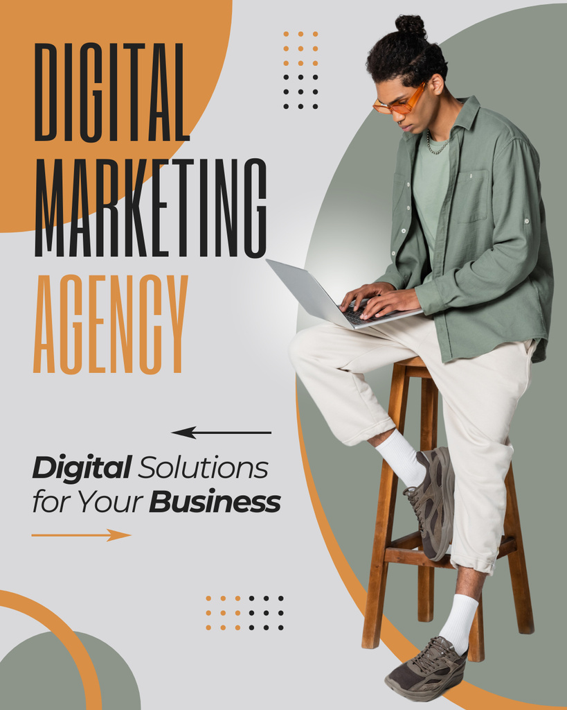 Modèle de visuel Digital Marketing Agency Service Offer with African American in Office - Instagram Post Vertical