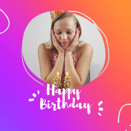 Birthday Regards With Candles In Gradient Animated Post Design Template