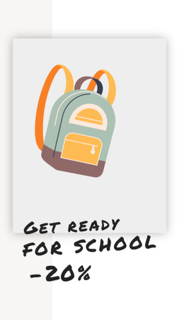 Back to School Sale Stationery in Backpack over Map Instagram Video Story Design Template