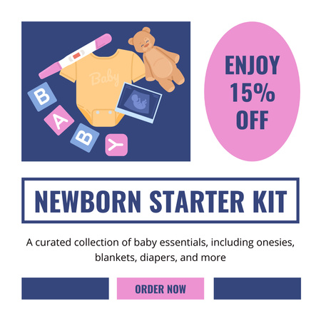 Ontwerpsjabloon van Instagram AD van Korting op Starterkit voor Newborn