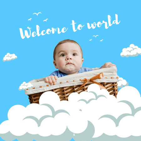 Cute Newborn Baby in Basket Photo Book Design Template