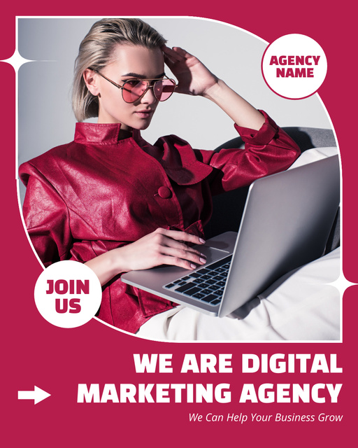 Modèle de visuel Digital Marketing Agency Service Offer with Stylish Blonde - Instagram Post Vertical