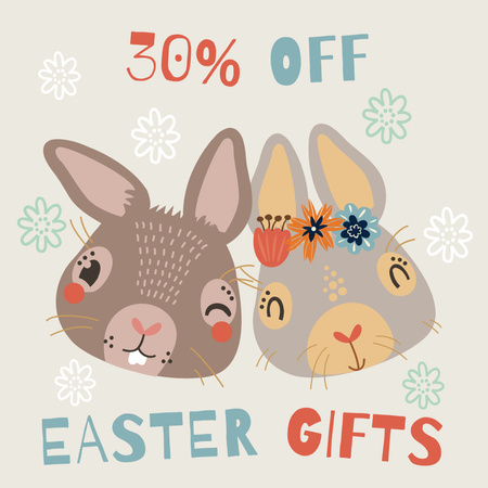 Easter Holiday Sale Announcement Instagram AD tervezősablon