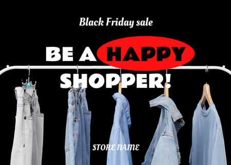 Black Friday Clothes Sale Postcard 5x7in Design Template