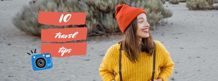 Modèle de visuel Happy Young Girl on a walk - Facebook cover