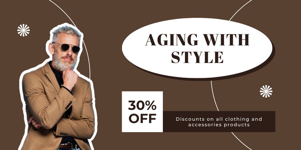 Age-Friendly Accessories And Clothes With Discount Twitter tervezősablon