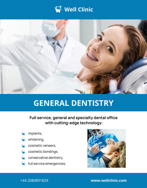 Male Dentist Provides Treatment to Patient Poster 22x28in Design Template