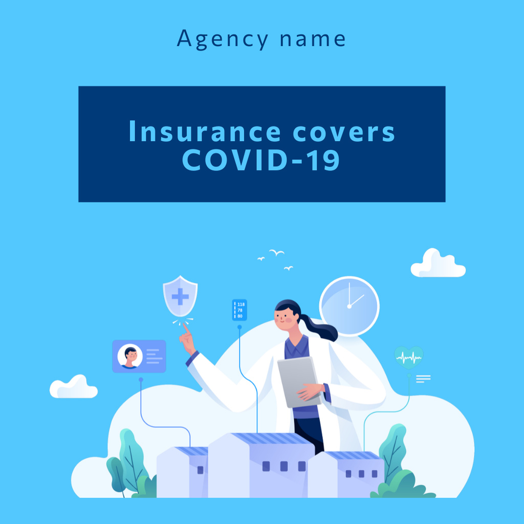 Ontwerpsjabloon van Instagram van Covid Insurance Ad