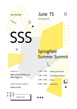 Nyári Csúcs Bejelentés és Minimalista Geometriai Minta Poster tervezősablon