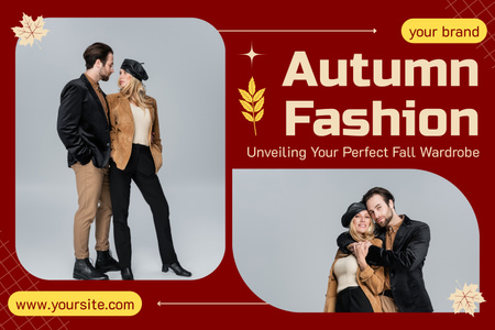 Elegáns őszi viselet pároknak, akció Mood Board tervezősablon