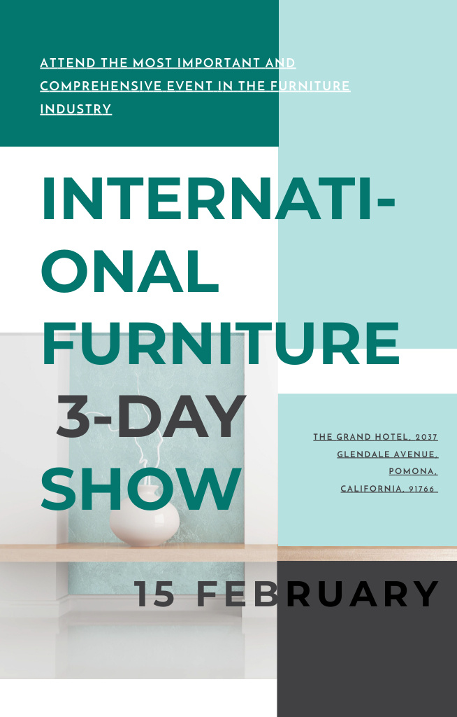 Ontwerpsjabloon van Invitation 4.6x7.2in van Furniture Show announcement Vase for home decor