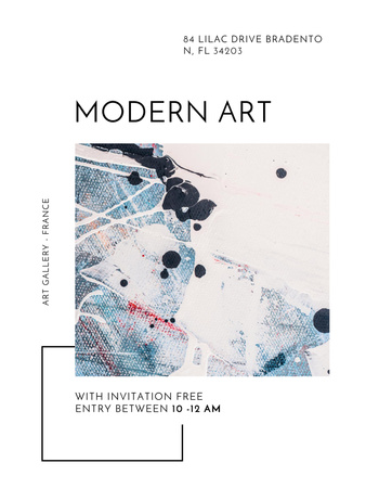 Modern Art Exhibition Announcement with Painting Poster US Design Template