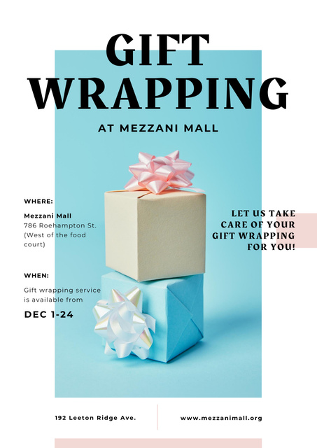 Plantilla de diseño de Gift Wrap Offer with Present Boxes with Bows Poster 