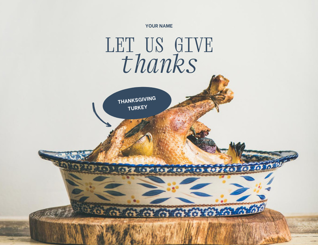 Grilled Appetizing Turkey in Patterned Plate Flyer 8.5x11in Horizontal – шаблон для дизайна