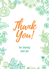 Thank You Phrase With Floral Frame