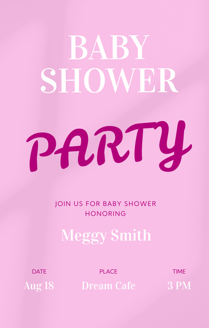 Delightful Baby Shower Party Announcement In Pink Invitation 4.6x7.2in Design Template