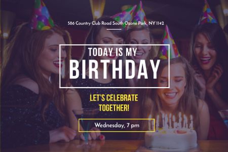 Ontwerpsjabloon van Gift Certificate van Birthday Party with Girl Blowing Candles on Cake