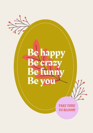 Inspirational Phrase with Leaf and Branches Illustration Poster 28x40inデザインテンプレート