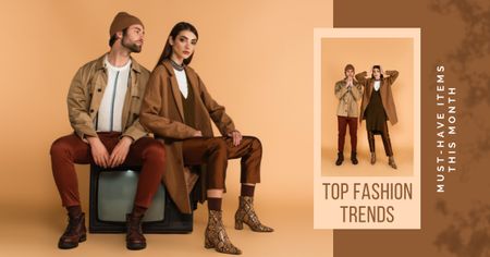 Fashion Clothes Collection Ads with Stylish Couple Facebook AD Design Template