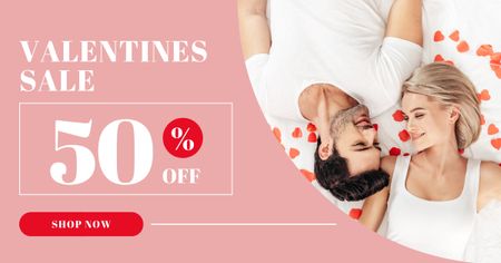 Valentine's Day Sale with Couple in Love Facebook AD Design Template