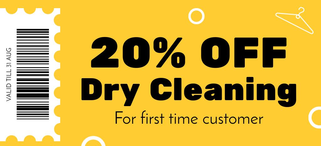 Discount on Dry Cleaning for First Customer Coupon 3.75x8.25in – шаблон для дизайну