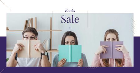 Books Sale Offer with Funny Students Facebook AD Design Template