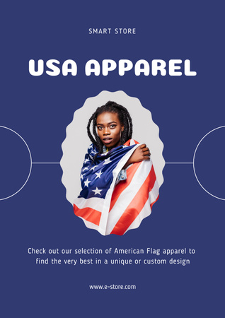 USA Flag Colors Apparel Poster Design Template
