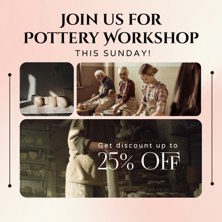 Pottery Workshop Announcement With Discount Animated Post Design Template