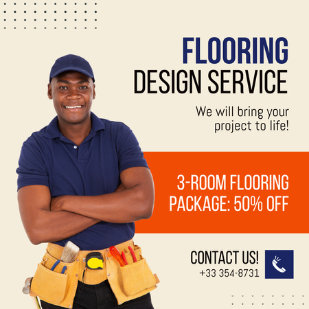 Platilla de diseño Best Flooring Design And Installation Service At Discounted Rates Animated Post