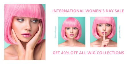 Oferta de coleção de perucas no Dia Internacional da Mulher Twitter Modelo de Design