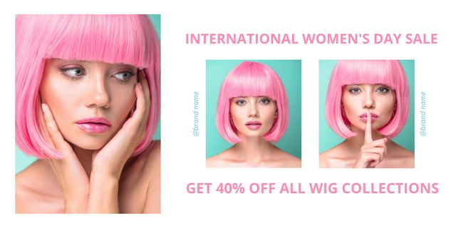 Wig Collection Offer on International Women's Day Twitter Πρότυπο σχεδίασης