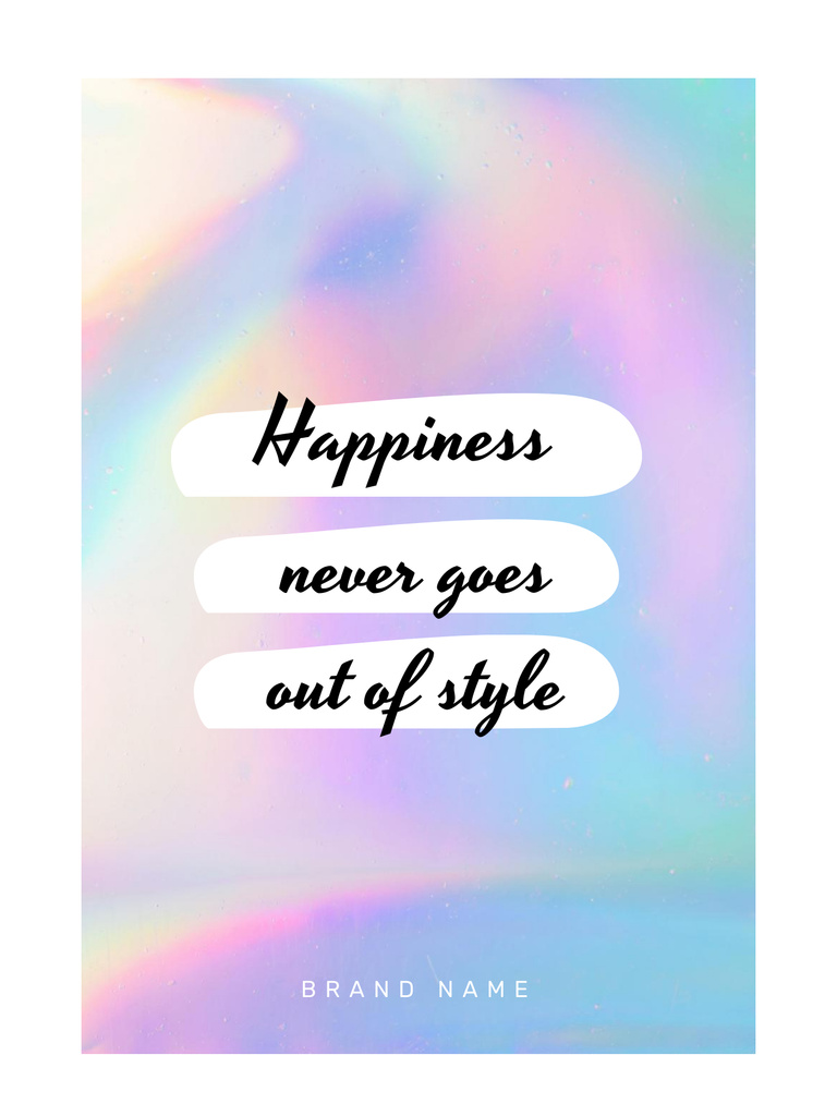 Inspirational Quote About Happiness on Bright Colorful Pattern Poster US Tasarım Şablonu