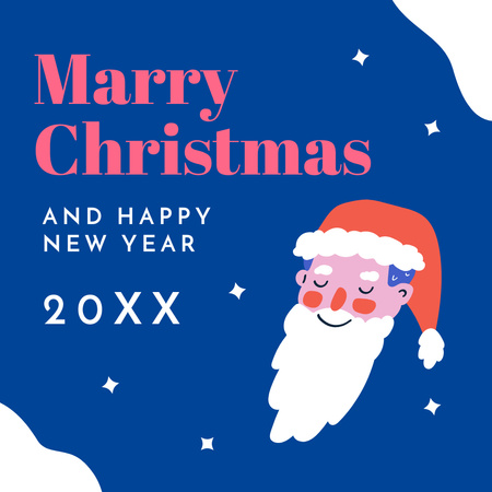 Lovely Christmas Greeting with Santa In Hat Instagram Design Template