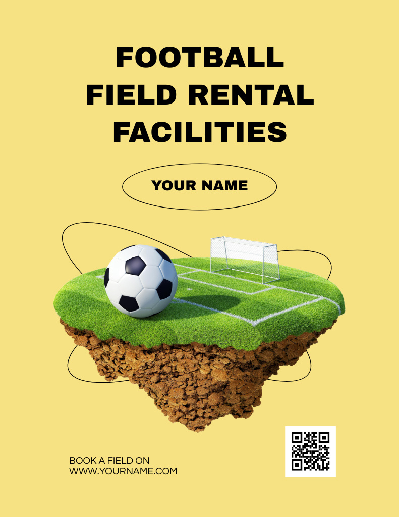 Football Field Rental Facilities for Competitions Flyer 8.5x11in Design Template