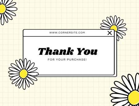 Thank You Message with Chamomile Flowers Thank You Card 5.5x4in Horizontal Design Template