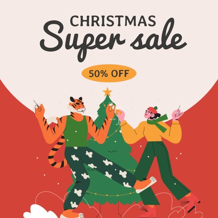 Christmas Super Sale Animated Post Design Template