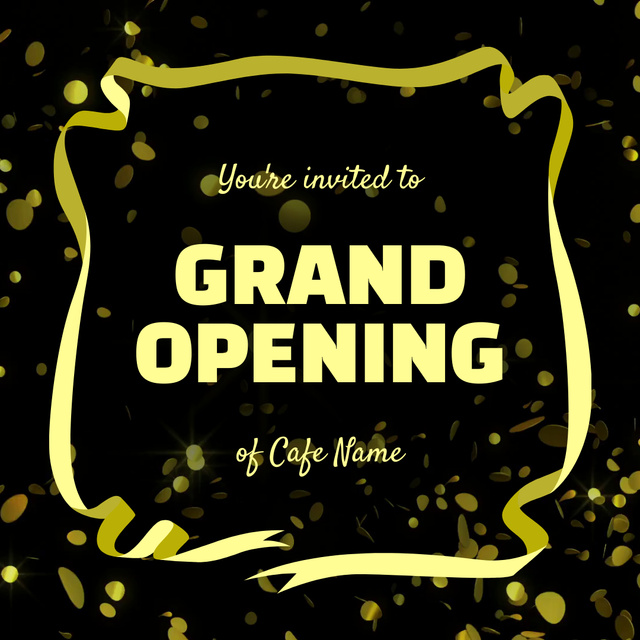 Plantilla de diseño de Elegant Cafe Grand Opening With Drink And Confetti Animated Post 
